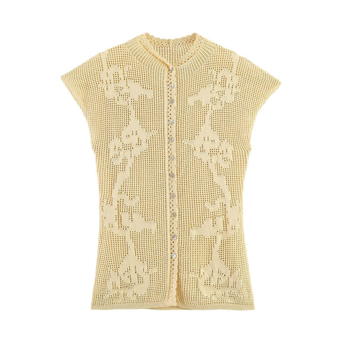Damen elegante Strickbluse mit filigranem Muster – Mavelle