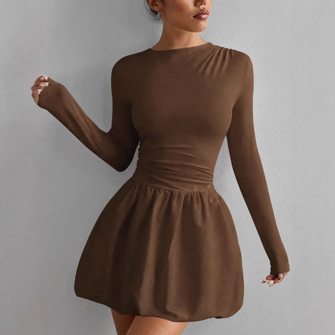 Damen Figurumspielendes Kleid mit langen Ärmeln und gerafftem Saum Echo Archiv