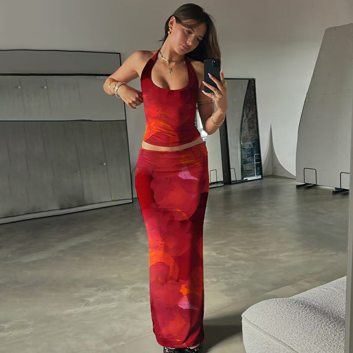 Damen Elegantes Maxikleid mit verführerischem Halterneck Echo Archiv