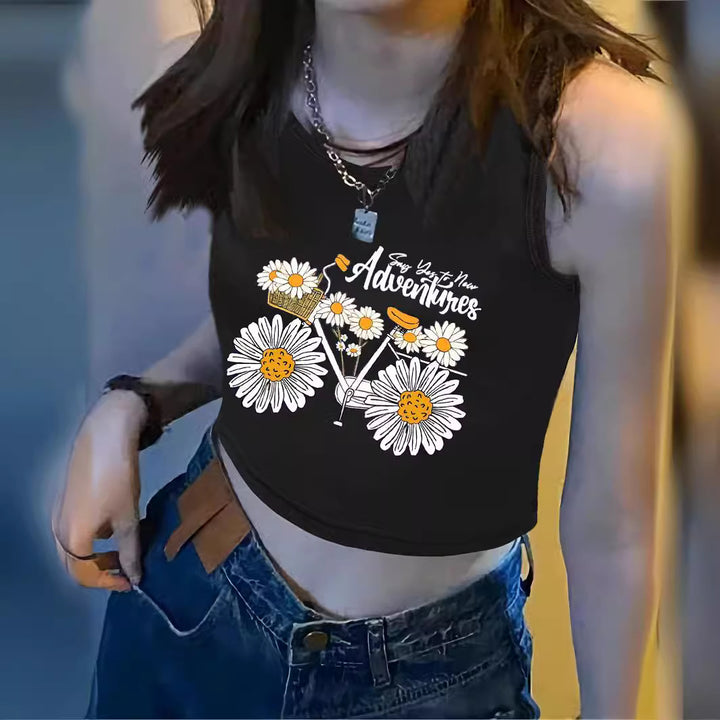 Damen Crop-Top mit auffälligem Schriftzug und körpernahem Schnitt Echo Archiv