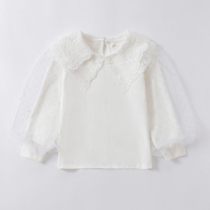 Mädchen Bluse mit romantischen Tüllärmeln und eleganten Spitzenakzenten Echo Archiv