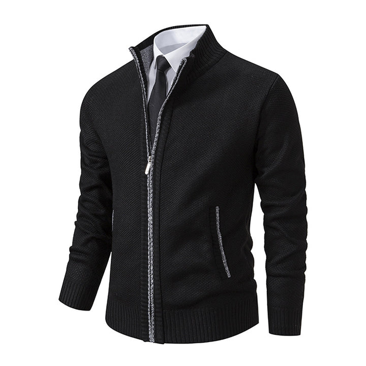Herren Strickjacke mit hohem Kragen und elegantem Reißverschluss Echoarchiv