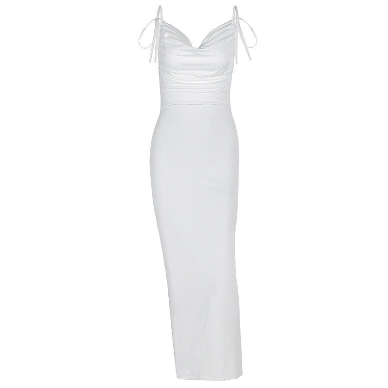 Damen Elegantes Maxikleid mit gerafftem Oberteil und verstellbaren Trägern Echo Archiv