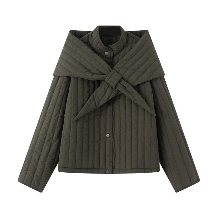Damen Steppjacke mit übergroßem Wickelkragen und Druckknopf-Leiste Echo Archiv