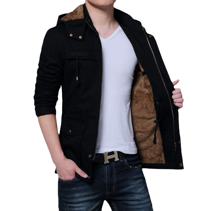 Herren Canvas‑Utility‑Parka mit Kapuze und Teddyfutter – Taviero