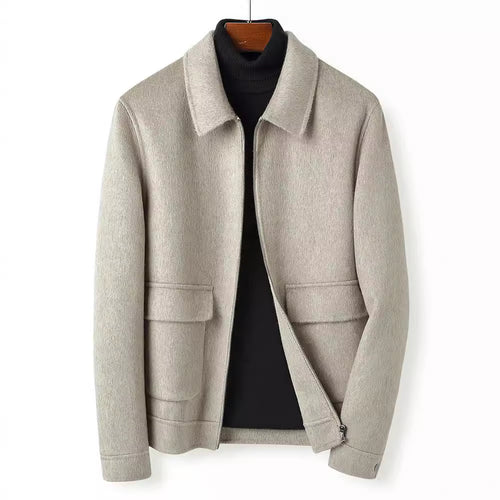 Herren Wollmix-Übergangsjacke mit Stehkragen, Reißverschluss und Pattentaschen Echoarchiv
