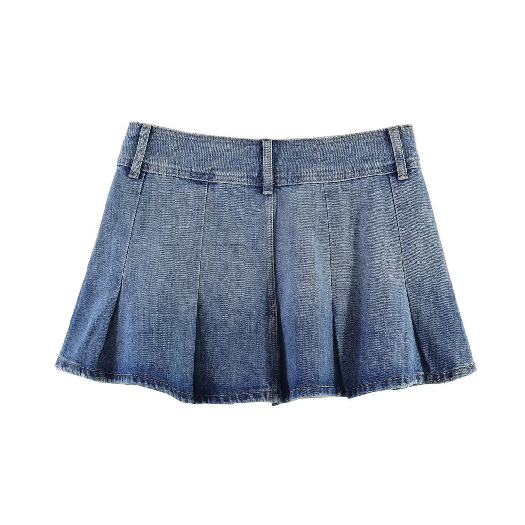 Damen Jeansrock mit plissiertem Design und praktischen Taschen Echo Archiv