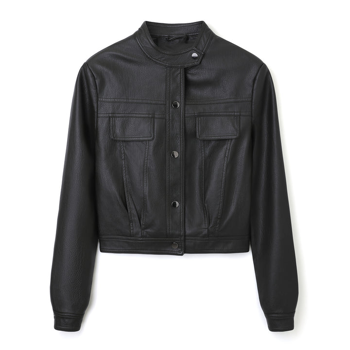 Damen Modische Kurzlederjacke – Velloura