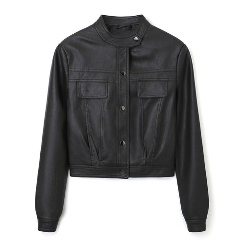 Damen Modische Kurzlederjacke – Velloura