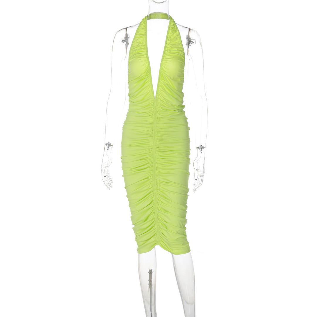 Damen Figurbetontes Maxikleid mit tiefem V-Ausschnitt und Raffung Echo Archiv