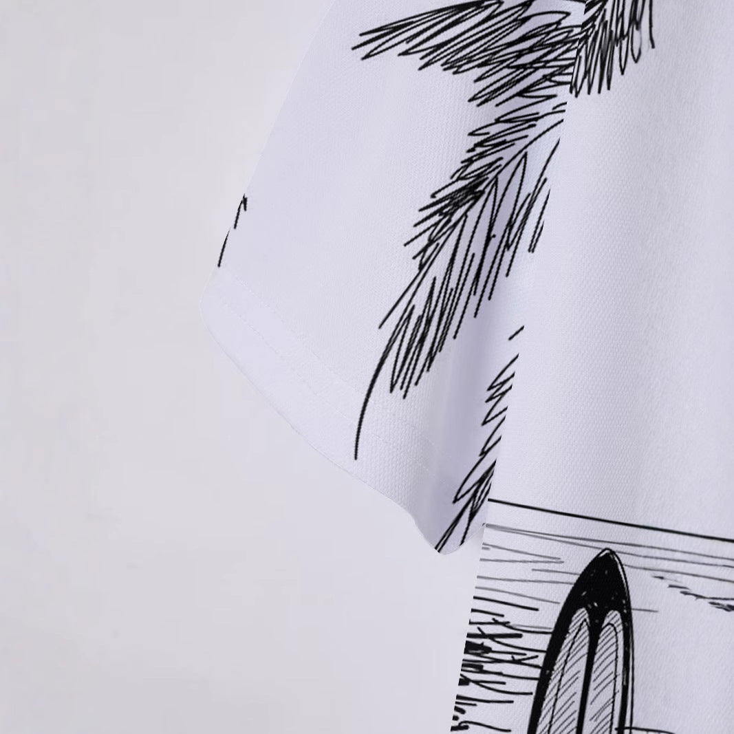 Herren Polohemd mit kreativem Surfmotiv und hochwertiger Baumwollmischung Echoarchiv