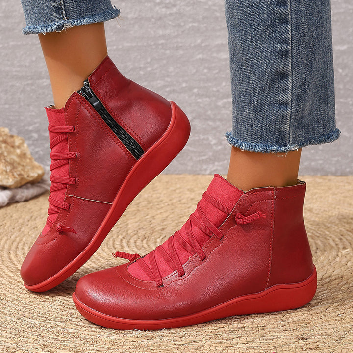 Damen nan sportliche knöchelhohe Schnürstiefelette mit seitlichem Reißverschluss und flexibler Gummisohle Echo Archiv
