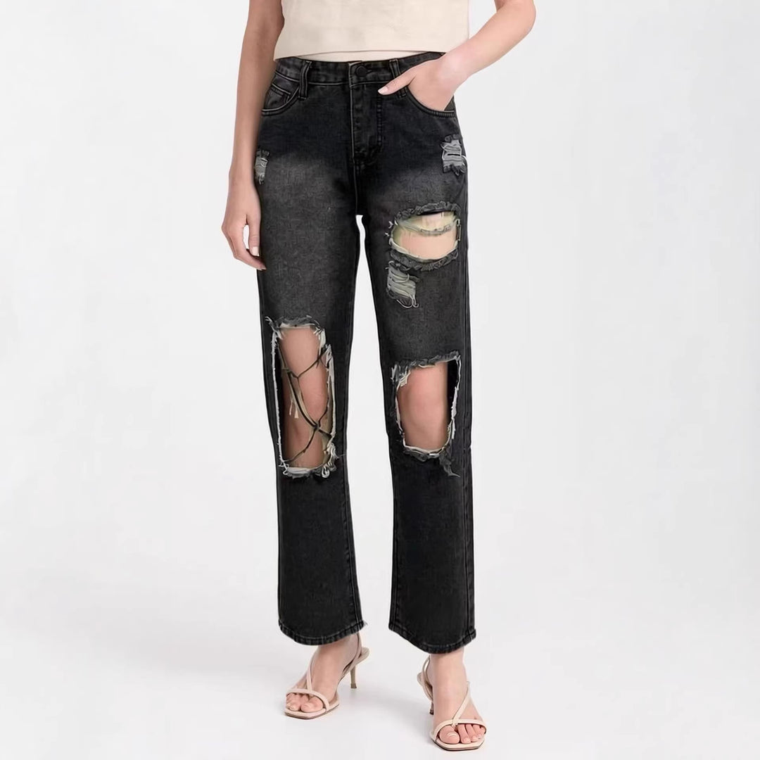 Damen distressed Mom Jeans mit trendy Cut-Out-Details Echo Archiv