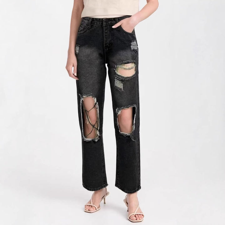Damen distressed Mom Jeans mit trendy Cut-Out-Details Echo Archiv