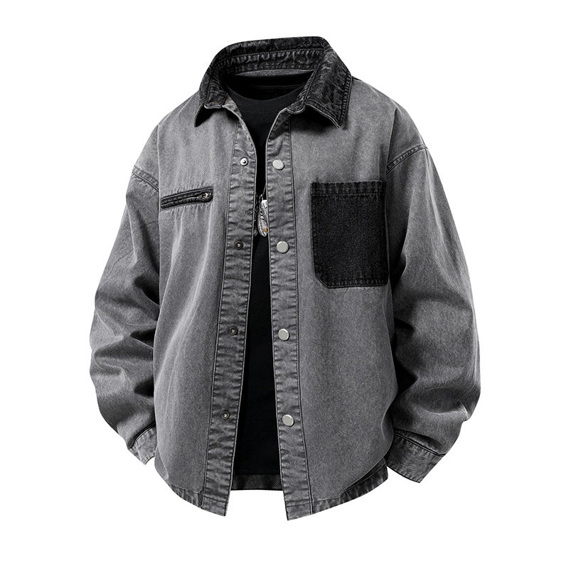 Herren Modische Denimjacke mit hohem Kragen und praktischen Taschen Echo Archiv