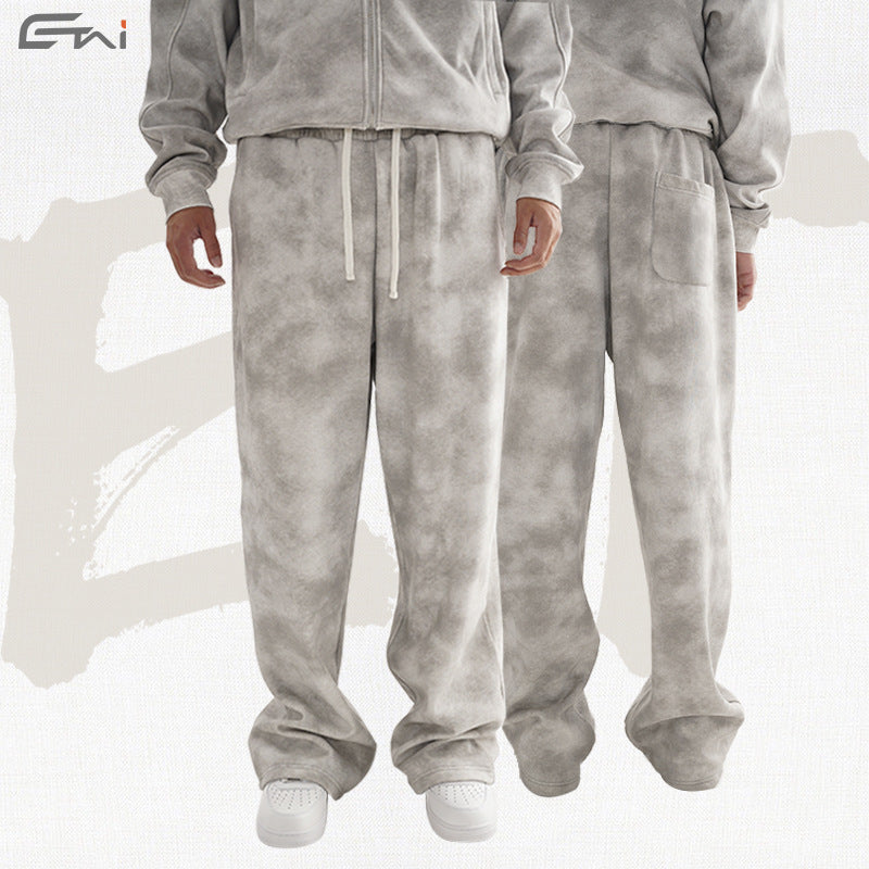 Damen Lässige Sweathose mit geradem Bein, Batik-Effekt und elastischem Bund Echo Archiv