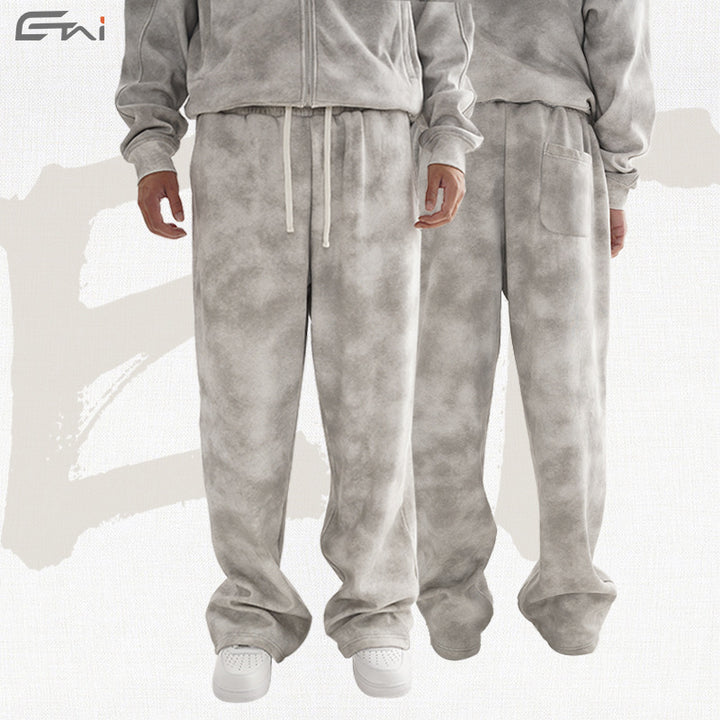 Damen Lässige Sweathose mit geradem Bein, Batik-Effekt und elastischem Bund Echo Archiv