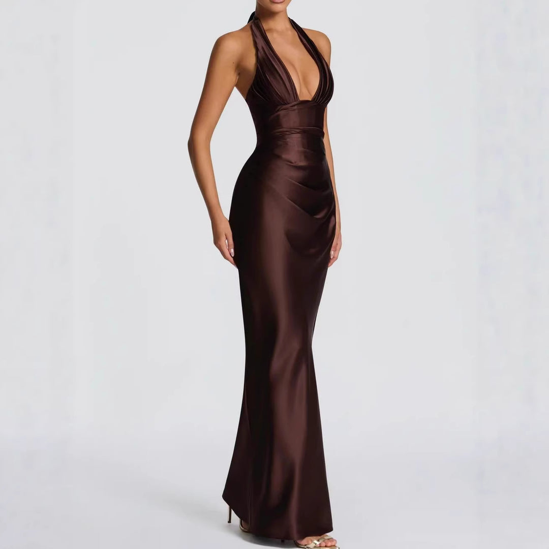 Damen Elegantes langes Abendkleid mit tiefem V-Ausschnitt Echo Archiv