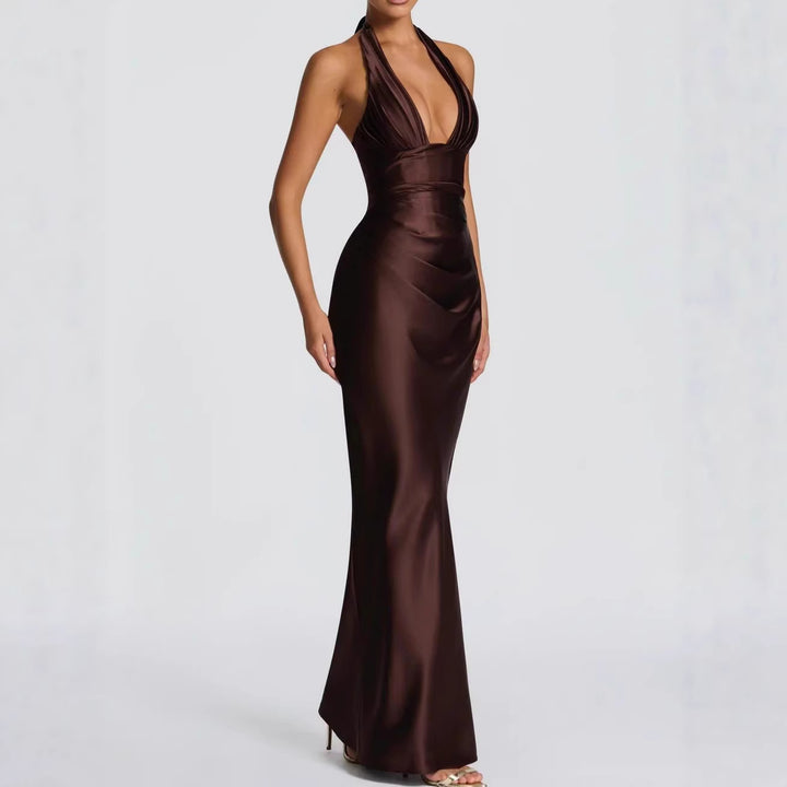 Damen Elegantes langes Abendkleid mit tiefem V-Ausschnitt Echo Archiv