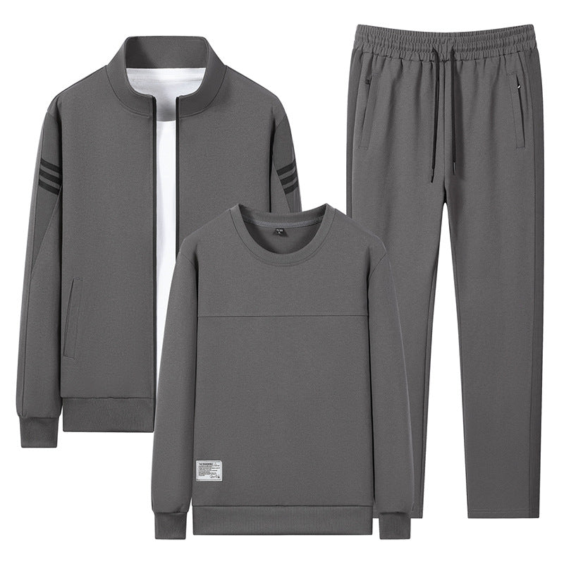 Herren Freizeit Trainingsanzug mit Reißverschluss Bomber, Rundhals Sweatshirt und elastischen Jogginghosen – Marzano