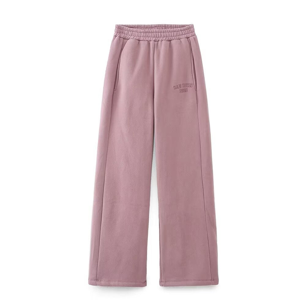 Damen Weite Fleece-Jogginghose mit hohem Elastbund, Eingrifftaschen und dezenter Logostickerei Echo Archiv