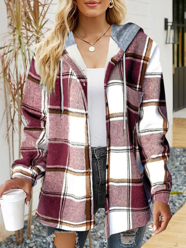 Frauen Oversized Hoodie mit Druckknopfverschluss und Kontrastbesatz – Auréline