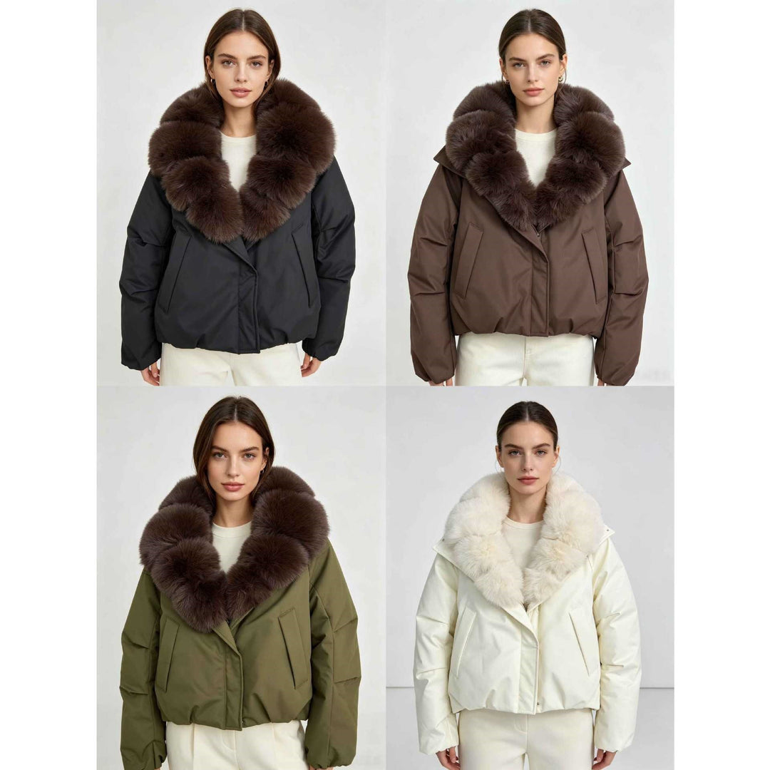 Damen nan kurze Cropped-Parka mit extravoluminösem Fellkragen und winddichter Thermofütterung Echo Archiv