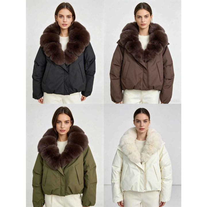 Damen nan kurze Cropped-Parka mit extravoluminösem Fellkragen und winddichter Thermofütterung Echo Archiv