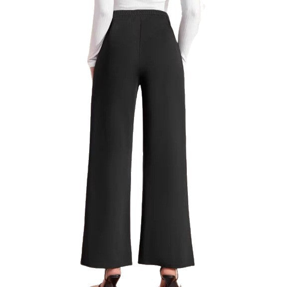 Damen nan hohe Taillenhose mit weitem Bein, maritim inspirierten Zierknöpfen Echo Archiv