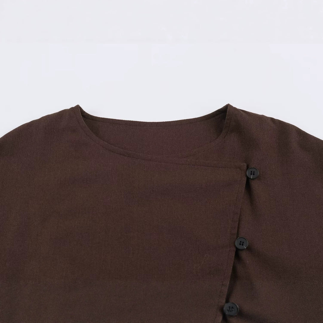 Damen Asymmetrische Wickeljacke mit dekorativer Knopfleiste und überschnittenen Schultern Echo Archiv