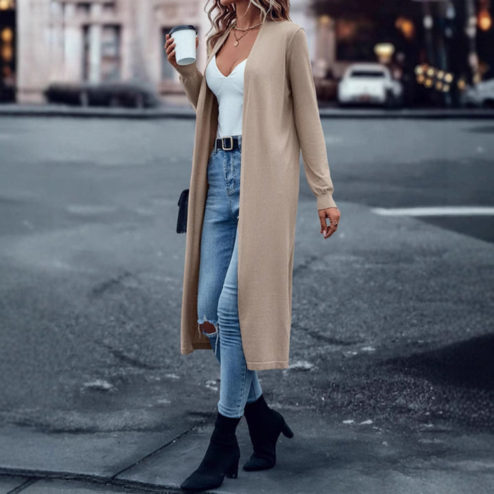 Damen nan langer Feinstrick-Cardigan im Duster-Stil mit offenem Fall und schmaler Ärmelpartie Echo Archiv