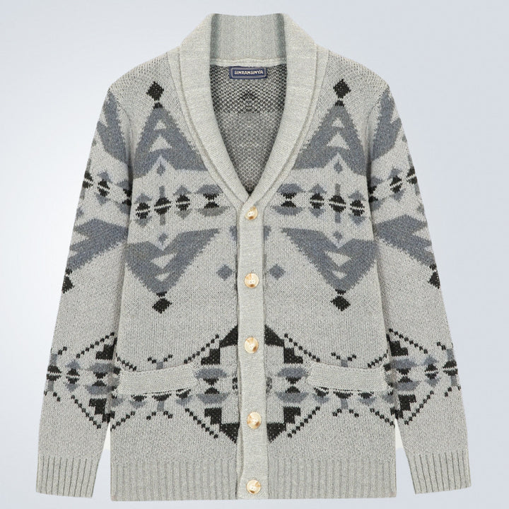 Herren Strickjacke mit geometrischem Muster und einem weichen, wärmenden Futter Echoarchiv