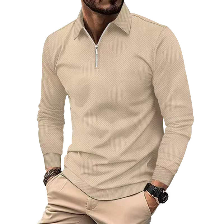 Herren modischer Stehkragenpullover mit strukturiertem Material Echoarchiv