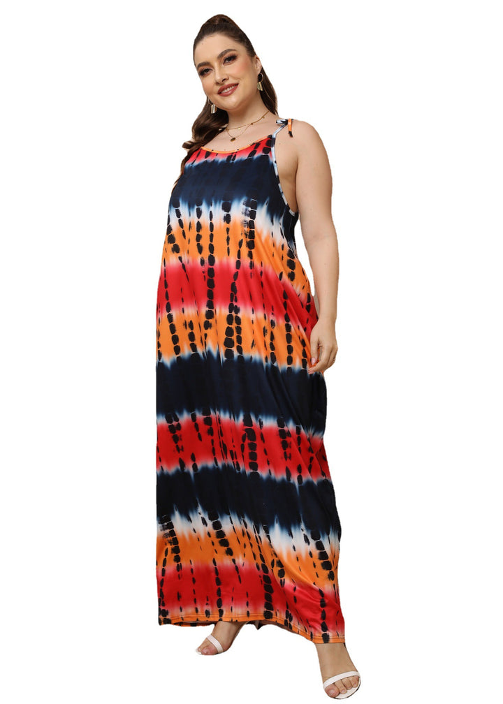 Damen luftiges Maxikleid mit buntem Batikmuster Echo Archiv