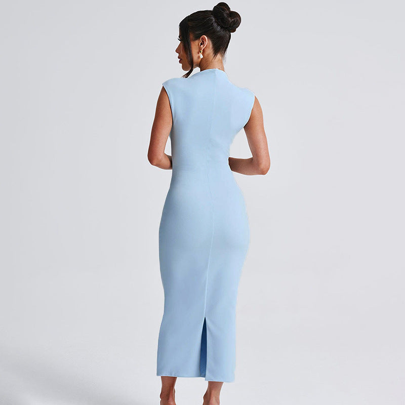 Damen figurbetontes Maxikleid mit elegantem Stehkragen Echo Archiv