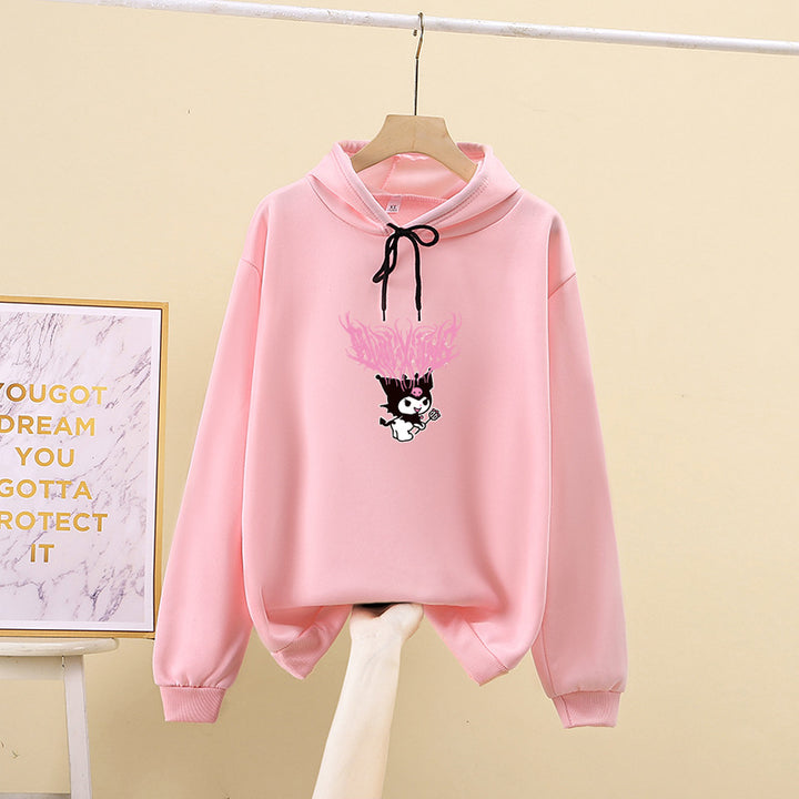 Damen Kapuzenpullover mit Gothic‑Kawaii Print, Oversize‑Schnitt und weichem Fleeceinnenfutter – Auréline