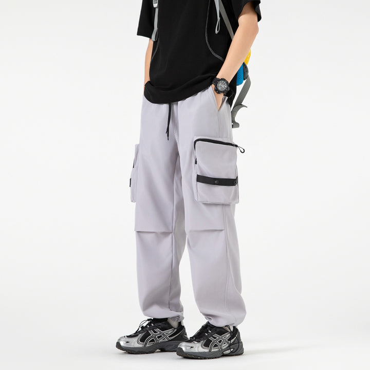 Herren Weite Utility-Cargohose mit großvolumigen Klappentaschen und Kordelzugbund Echo Archiv