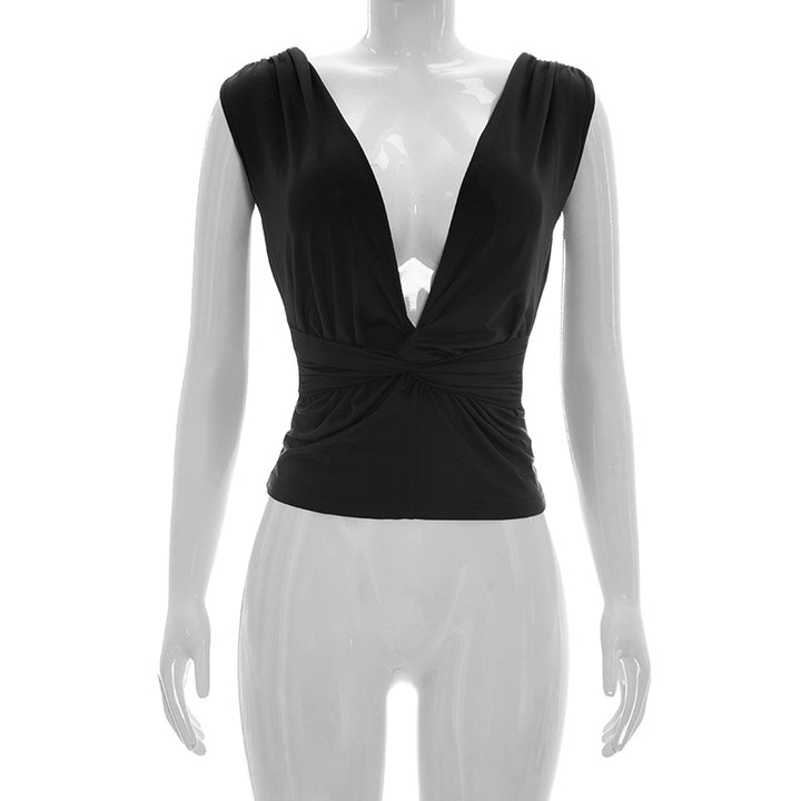 Damen Wickeloberteil mit tiefem V-Ausschnitt und elegantem Knotendetail Echo Archiv
