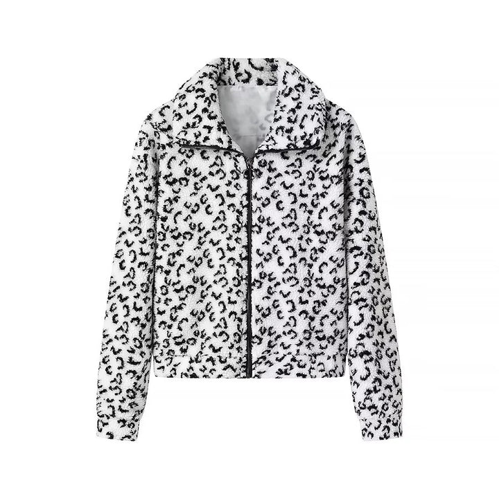Damen kuschelige Teddy-Fleece Jacke mit Stehkragen und durchgehendem Reißverschluss – Célinea