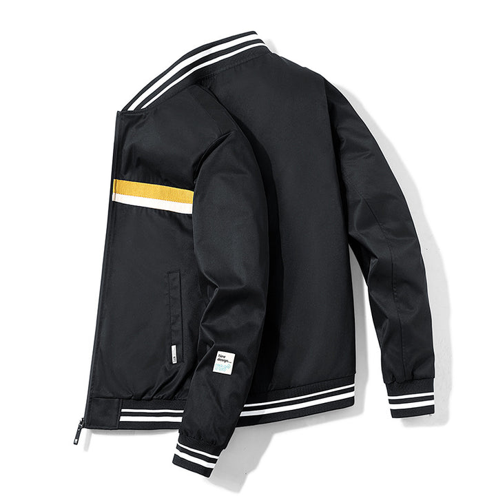 Herren modische Sportjacke mit gestreiftem Kragen und praktischen Taschen Echoarchiv