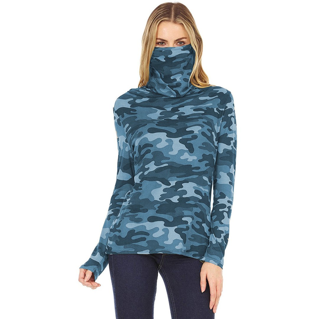 Damen Camouflage-Jersey-Longsleeve mit integriertem Schlauchkragen Echoarchiv