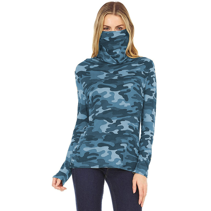 Damen Camouflage-Jersey-Longsleeve mit integriertem Schlauchkragen Echoarchiv