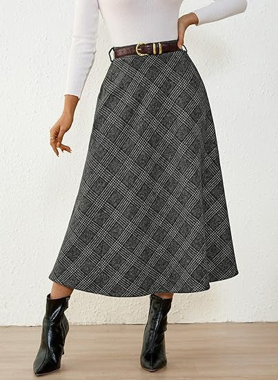 Damen Eleganter Maxi-Rock mit Karomuster Echo Archiv