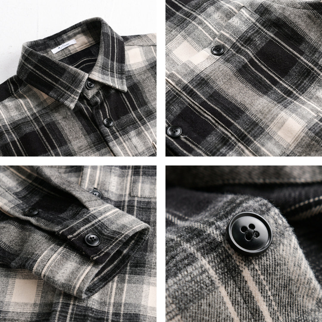 Herren Kariertes Flanell‑Hemdjacke im Overshirt‑Stil mit weich gebürsteter Oberfläche Echoarchiv