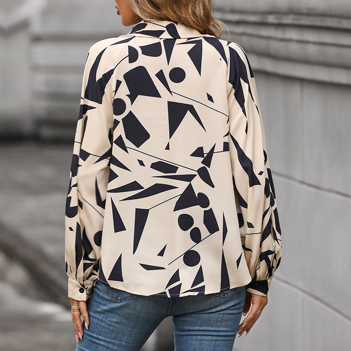 Damen Elegante Bluse mit geometrischem Muster und Ballonärmeln Echo Archiv