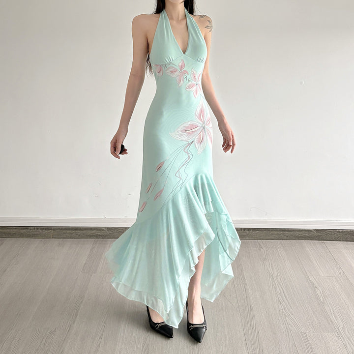 Damen Elegantes Maxikleid mit floralem Design und asymmetrischem Saum Echo Archiv