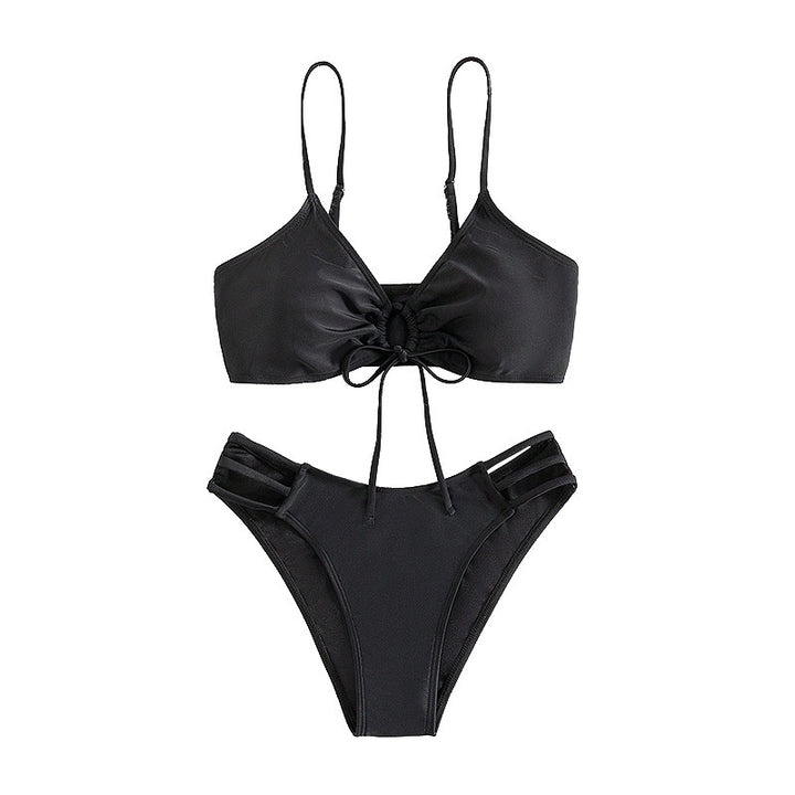 Damen Triangel-Bikini-Set mit Schleifen-Detail und modischen Einschnitten Echo Archiv