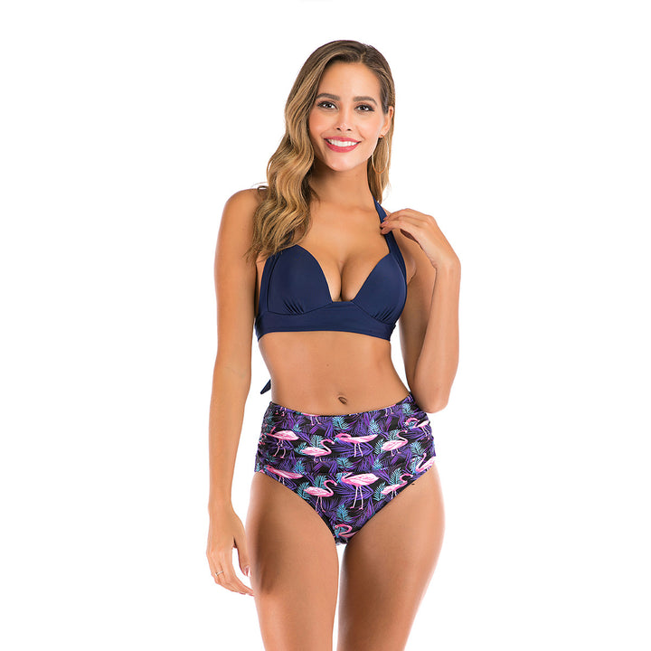 Damen Hochtaillierter Bikini mit tiefem Ausschnitt und trendigem Tiermuster Echo Archiv