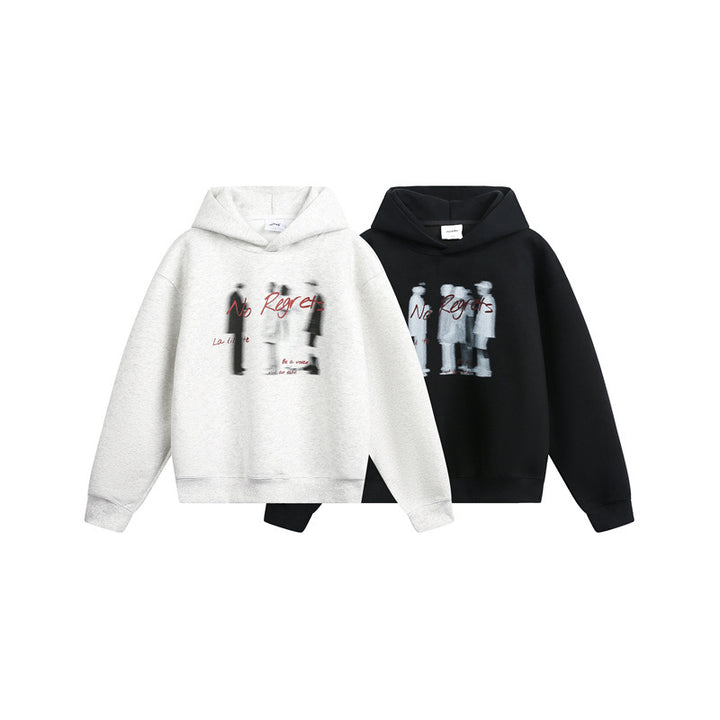 Unisex Kapuzenpullover im Oversize-Schnitt mit verschwommenem Figur-Grafikprint Echoarchiv