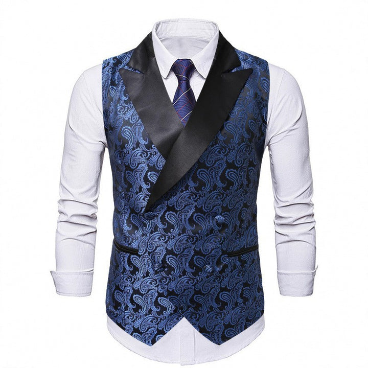 Herren Satin-Paisley-Weste mit Schalkragen und tailliertem Smoking-Look Echo Archiv
